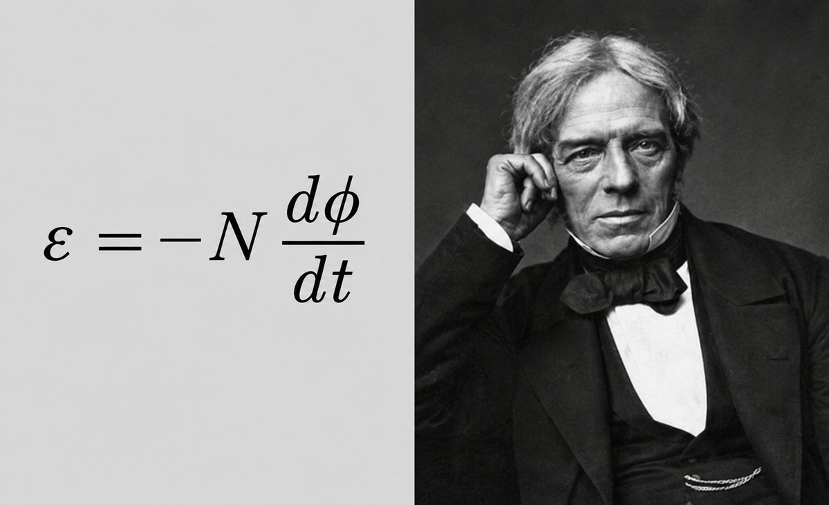 mathemetica's tweet photo. From a blacksmith’s son to powering the modern world.

On this day in 1791 Michael Faraday was born in Newington Butts, the son of a poor London blacksmith. Formal schooling barely lasted long enough to teach him to read. At fourteen he was apprenticed to a bookbinder. He bound the books. Then he read them. That was his university.

In 1812 he sat through Humphry Davy’s lectures at the Royal Institution, bound his notes into a book, and sent it to Davy asking for work. A year later he was Davy’s laboratory assistant. The rest is the electrical age.

He made a wire rotate around a magnet in 1821: the first electric motor. In 1825 he isolated benzene. In 1831 he discovered electromagnetic induction — a changing magnetic field produces an electric current — the principle inside every generator and transformer. He wrote the laws of electrolysis, discovered diamagnetism, and in 1845 found that a magnetic field can rotate the plane of polarised light: the Faraday effect, the first hard link between electromagnetism and light.

He thought in lines of force. Maxwell later turned those lines into field theory. The farad, the Faraday cage and the Faraday constant still carry his name.

The Royal Society gave him the Copley Medal twice, the Royal Medal twice and the Rumford Medal. Oxford made him an honorary doctor. He declined a knighthood. Twice he refused the presidency of the Royal Society. He preferred to remain plain Mr Faraday.

Self-taught. Relentlessly experimental. The man who took electricity out of the laboratory and put it into the world.