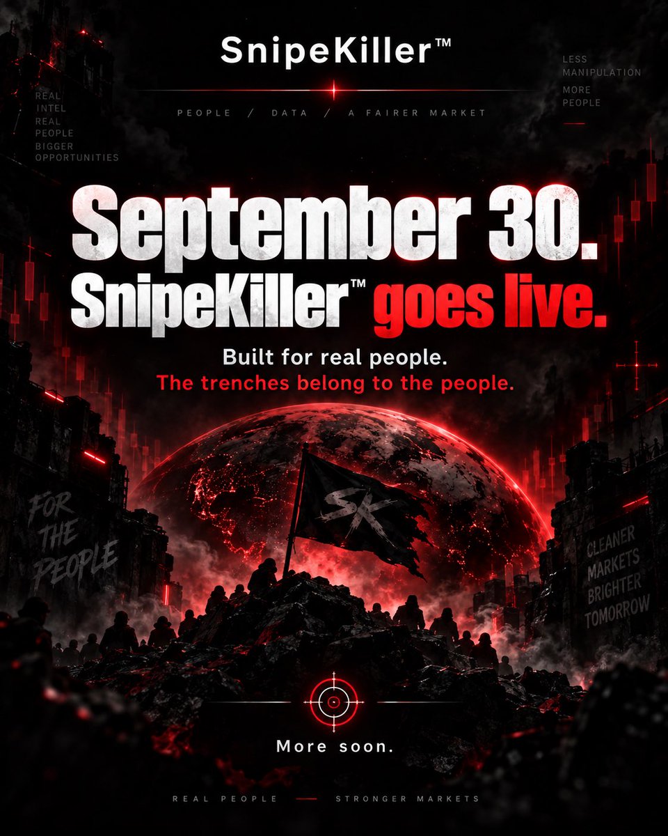 Snipekiller01's tweet photo. September 30.
SnipeKiller™ goes live.

Built for the people in the trenches. 
More soon 🎯 

https://t.co/MWRiXIeAPR https://t.co/Wjco1TfIZI