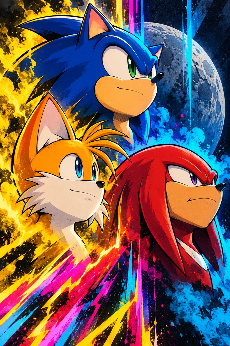 netraptor01's tweet photo. I combined this prompt with the "three wolf moon" composition, and it turned out cool! #sonicth https://t.co/vxllmnQgao