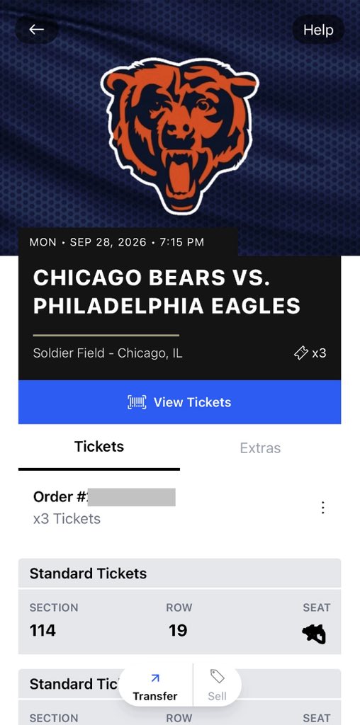 Joel_Alfred8's tweet photo. Selling 3 tickets to Chicago Bears vs.  Philadelphia Eagles for the Monday Night Football game 

Date: Mon, Sep 28, 2026

Time: 7:15pm

Venue: Soldier Field in Chicago, IL

Section 114, Row 19

Asking $260 per ticket

Write to me for more details if you’re interested https://t.co/NHqBEV22pz