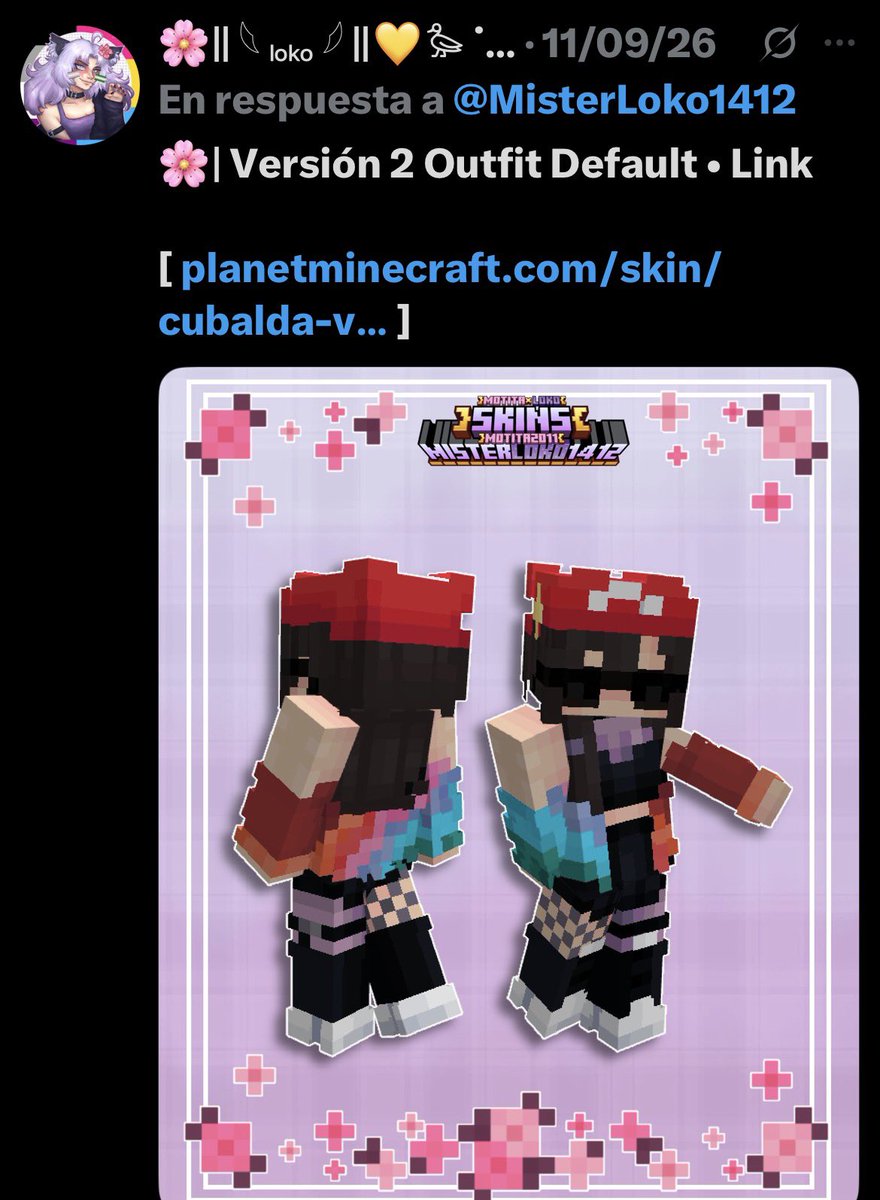 Wills1to's tweet photo. Skin para las rizitas basada en una skin de algo muestro como es y la skin en la que me base https://t.co/ewbK8dKuww