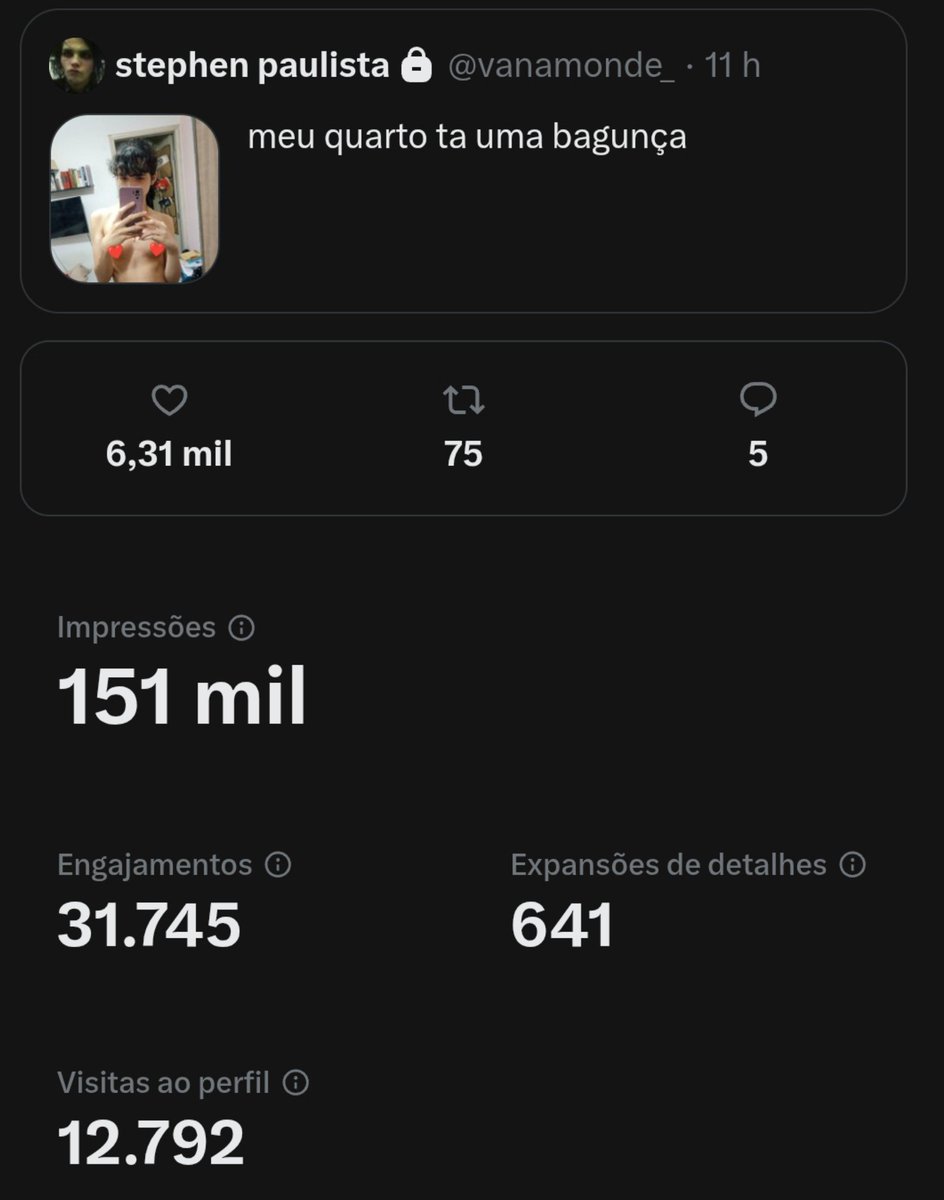 vanamonde_'s tweet photo. meu post pegou 6k de likes, 1k de saves e 12k visitas ao perfil e eu queria saber como caralhos isso aconteceu

umas 600 pessoas começaram a me seguir por causa dessa foto e foi um cu de filtrar tudo isso https://t.co/FmbqmbN0Cz