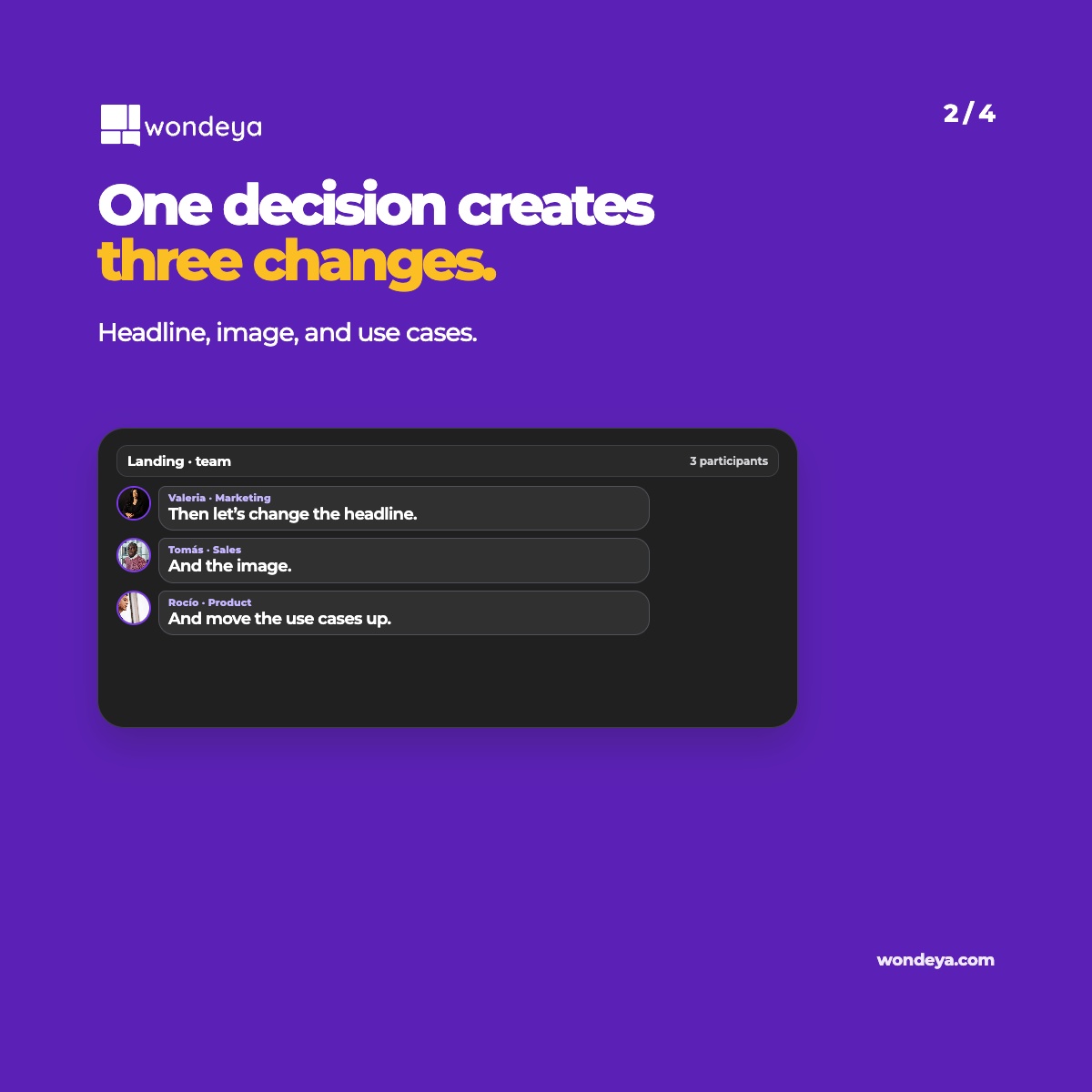 wondeya_com's tweet photo. Pricing first. No, explain the solution first. Better change the headline. And the image.

The conversation can go on. Visitors do not come to audit the order of your landing page. They want to know whether your solution fits.

With Wondeya, they can start by asking.

What line always appears before another landing-page change?