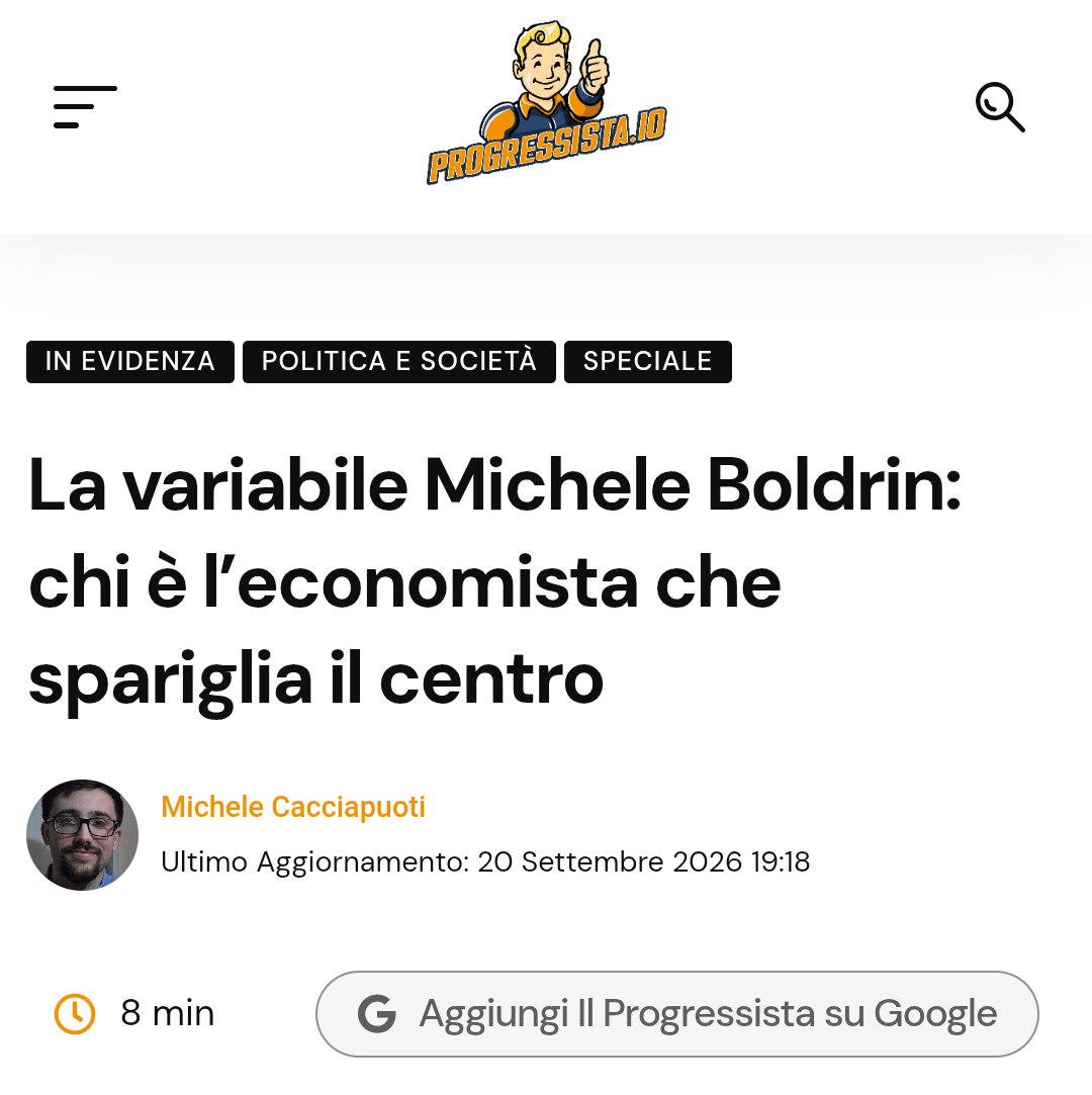 ora_italia's tweet photo. La variabile @micheleboldrin: chi è l'economista che spariglia il centro https://t.co/qXYuK1SS7O
