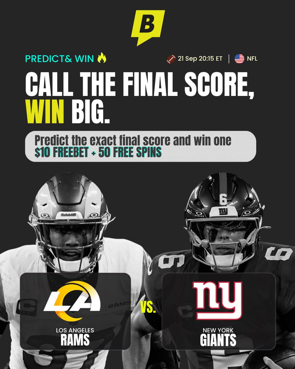 Bluffbet_Off's tweet photo. WE HAVE MONDAY NIGHT FOOTBALL TONIGHT 🏈

Stafford and the Rams take on the NY Giants 👀 Predict the exact final score of this game correctly for a chance to win a $10 freebet + 50 free spins.

How to enter:
✅ Follow @Bluffbet_Off 
✅ Like & Retweet
✅ Comment your score prediction 

One entry per person. Multiple entries are disqualified. Entries close 20:00 ET. T&C apply. Good luck!