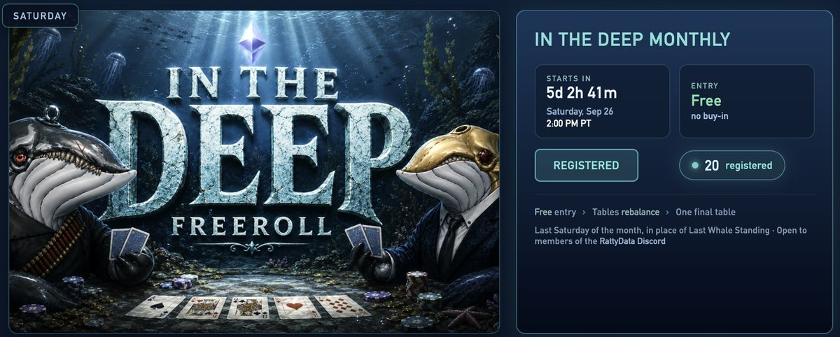 rattydata's tweet photo. This Saturday is RattyData Community ETH Poker Freeroll Monthly Final!!! $150 in Eth prizes and some ILV on top 🔥

If u like NL Holdem then will see u there :D

Reg on RD DC and say hi
https://t.co/FASp7Doz2g

Try freeplay at:
https://t.co/tgrgWl1yMW

#poker #NLholdem #eth #illuvium #ILV #NFTs #immutable