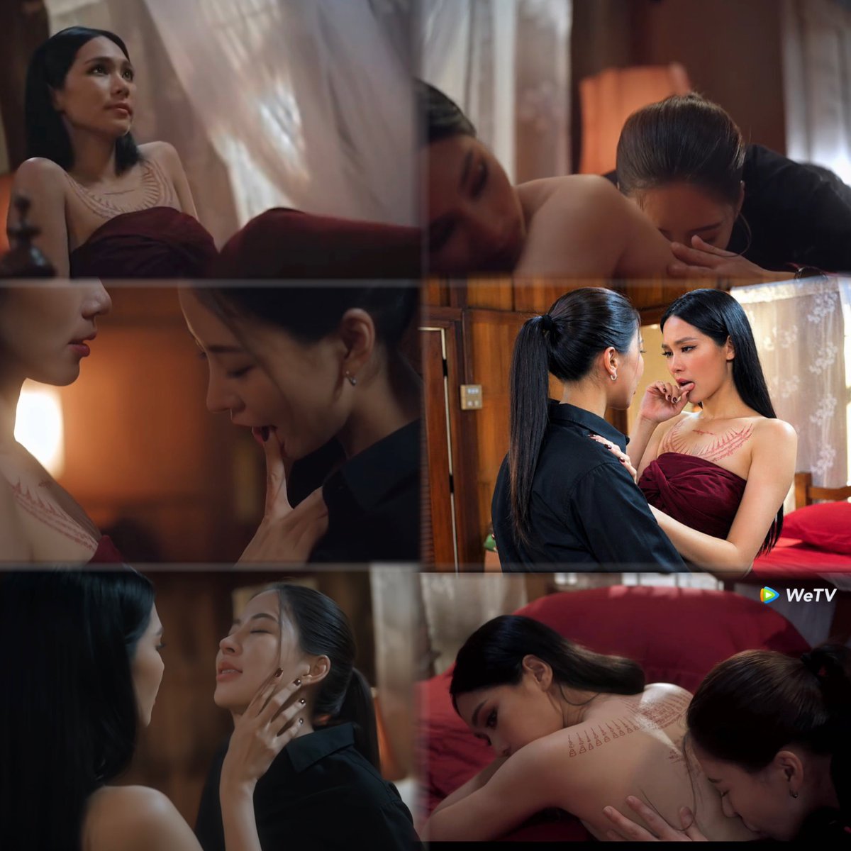 norisfunbase's tweet photo. The book went into quite a lot of detail about the intimate scenes. Mae Kru Bulan is a woman who knows exactly what she wants and likes to savor every moment. When she “pushed” Peem away with her foot (Bint improvised this.), she was telling her to slow down. The book even says that, for Bulan, two rounds are practically just foreplay.

I think Bint conveyed this beautifully in the love scene by rolling onto her stomach and not letting things “happen” right away. Bint truly studied Mae Kru Bulan’s character in incredible depth.

KHOM KHLANG EP3       
#ข่มขลังตอนที่3 
#KhomKhlangTheSeries