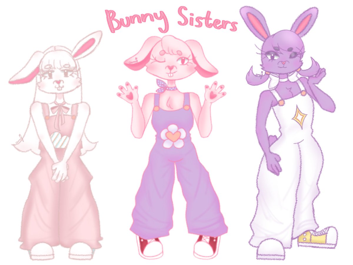 lushmelody_'s tweet photo. If Betty Bunny had sisters (polished and fully rendered)! I wasn’t satisfied when I made the simplified version since it was more so exploring their designs than focusing on quality. But since they’re finalized I got to draw them fully :3 #buddy #itsbuddy #bettybunny https://t.co/XKVdLUJrkY