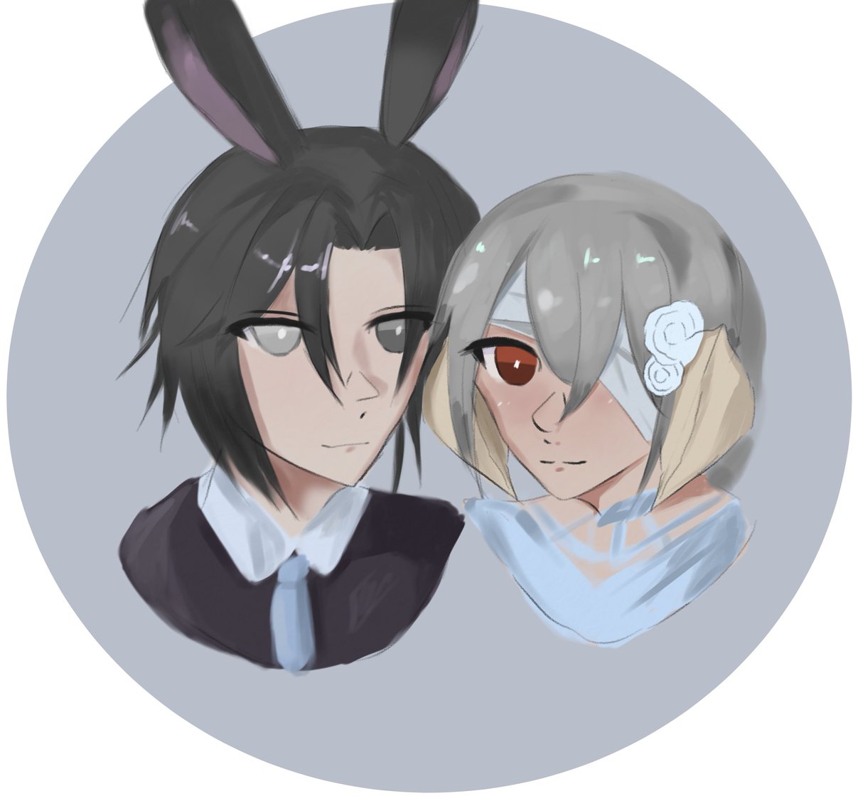 bugunderock's tweet photo. eeeee!! tysm @CyverNurse for creating such a cute portrait of @faesxiv nd i!!!! 

pls commission them!!!!
#ffxiv https://t.co/3yOfwLjYfo