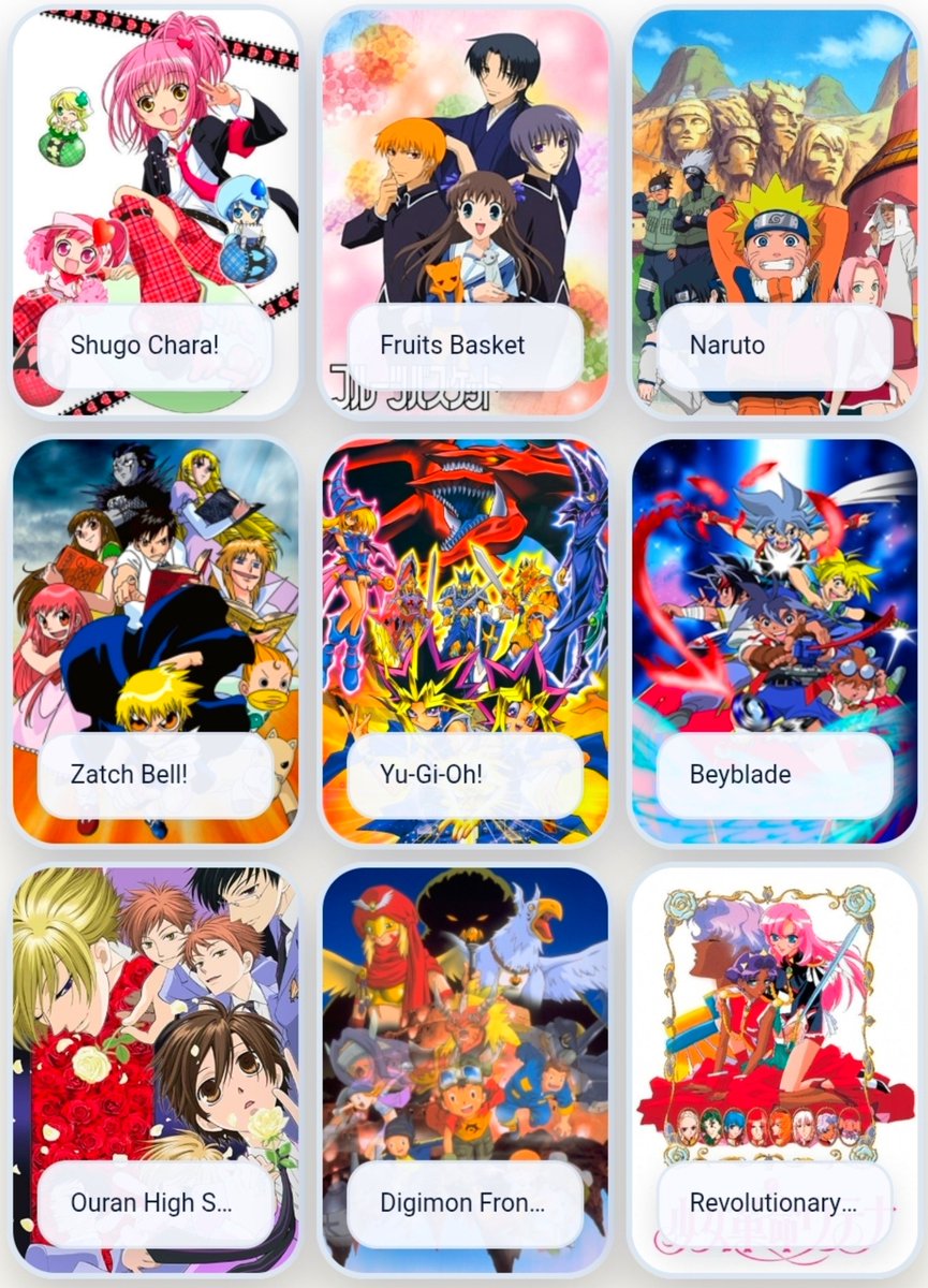 Shayla_N11's tweet photo. My 9 animes that I've watched as a kid! Haha I was a funimation kid, cartoon network kid, jetix kid, and I had to watch Shugo Chara on YouTube in parts back in the day! 🤣 so crazy to think about! #my9animes #anime https://t.co/guDBZ8tI3F