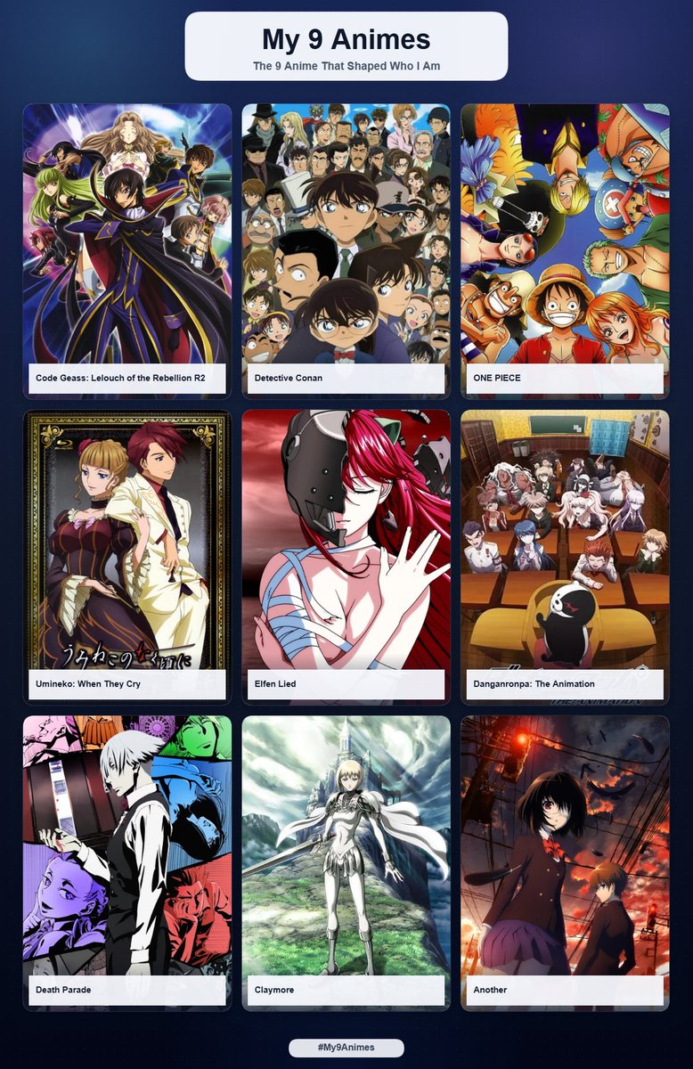 DarkNoeVTes's tweet photo. Estos son los animes que describen quién soy :O #topanimes #anime https://t.co/WOuAGSUts9