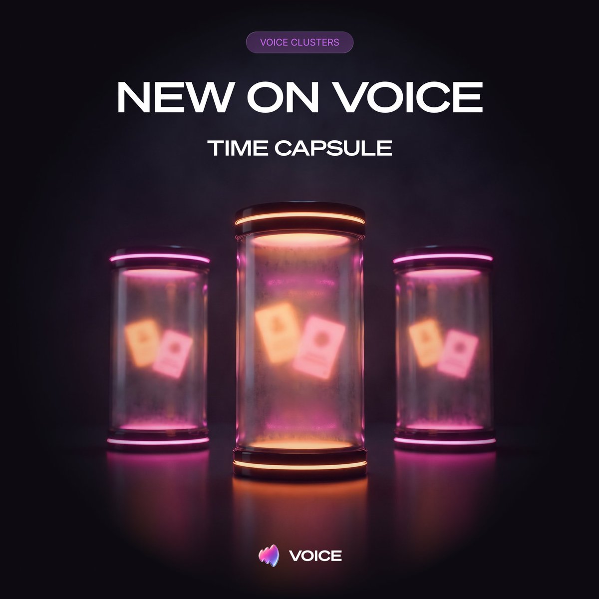 voicecc's tweet photo. new on VOICE: Time Capsule

https://t.co/hTgR5OBkQT 

you vote, it seals, and nobody sees the result, not you, not the crowd, until the reveal date

the whole point is looking back. when the capsule opens, you find out if your take actually held up, or if you were just confident

we'll be rolling out capsules on different timelines and announcing each one: some open in a week, some a month, some sit sealed much longer

put your take in the box