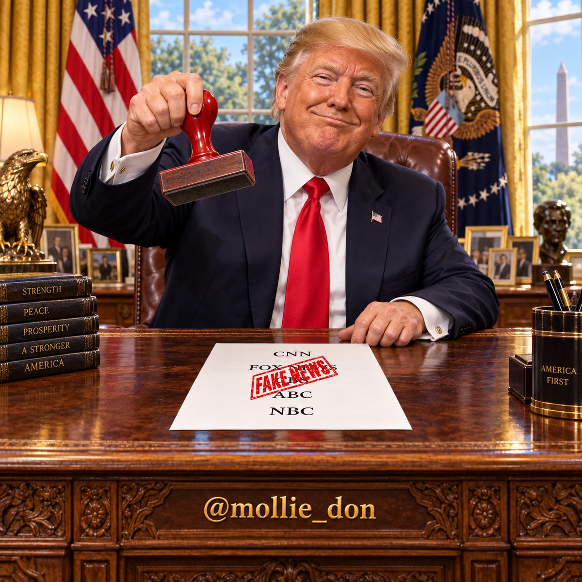 mollie_don's tweet photo. Fox News can now be added to my “Fake News” list.

Fox joined ABC, CBS, and NBC in suspending White House TV pool coverage after CNN was blocked from its scheduled duty.

They claim the public deserves “accurate, independent information about its government.” That’s exactly the problem: many Americans no longer believe CNN, MS NOW, Politico, or other major outlets are providing it.

We want honest reporting, not news tailored to protect one political side, in this case, liberals. 

If the big networks can’t put facts before politics, give smaller independent journalists a seat at the table and let the public decide whom to trust.
