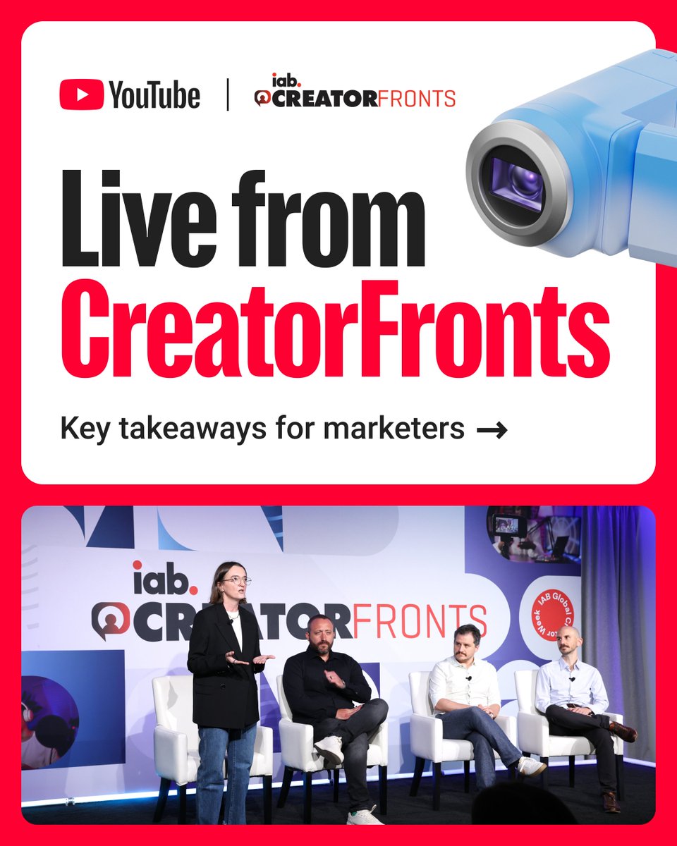 YTforBusiness's tweet photo. Live from CreatorFronts! 

Creator marketing is now a $35B industry. But according to @BCG research, only 15% of brands have built the operating model to unlock its full potential.  

Here are the top takeaways from our panel with BCG, Kimberly-Clark &amp; @viralnationinc 👇🧵 https://t.co/HAEVKL5gcO