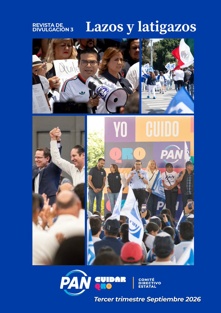 PANqueretaro's tweet photo. 📘 ¡Llegó la 3ª edición de nuestra revista Lazos y latigazos! 

En el marco del Aniversario 87 de Acción Nacional, compartimos las voces, ideas y acciones que fortalecen a nuestro partido y a Querétaro. En este número encontrarás temas clave sobre liderazgo juvenil, mujeres en acción, memoria partidista y el compromiso con el bien común.  

Descárgala y conoce el trabajo de nuestra militancia ➡️ https://t.co/mjURstPxBA