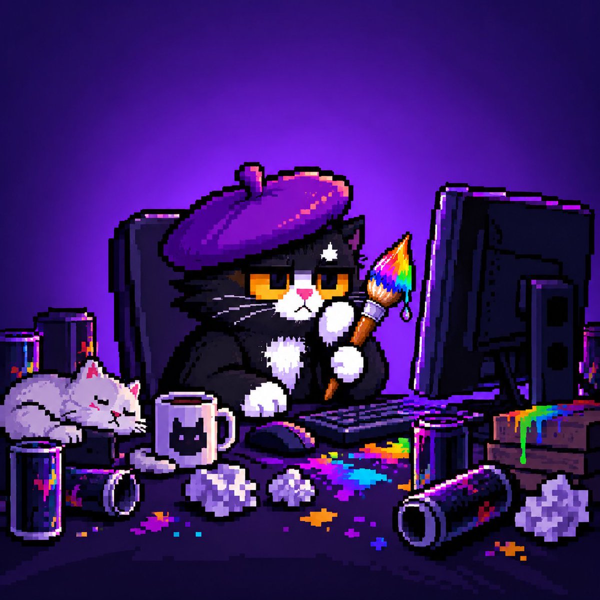 OpenCatzBrush's tweet photo. Cat locked in. 🎨🐈‍⬛

This is what happens when OpenCatz enters creative mode. https://t.co/rEPopErI48