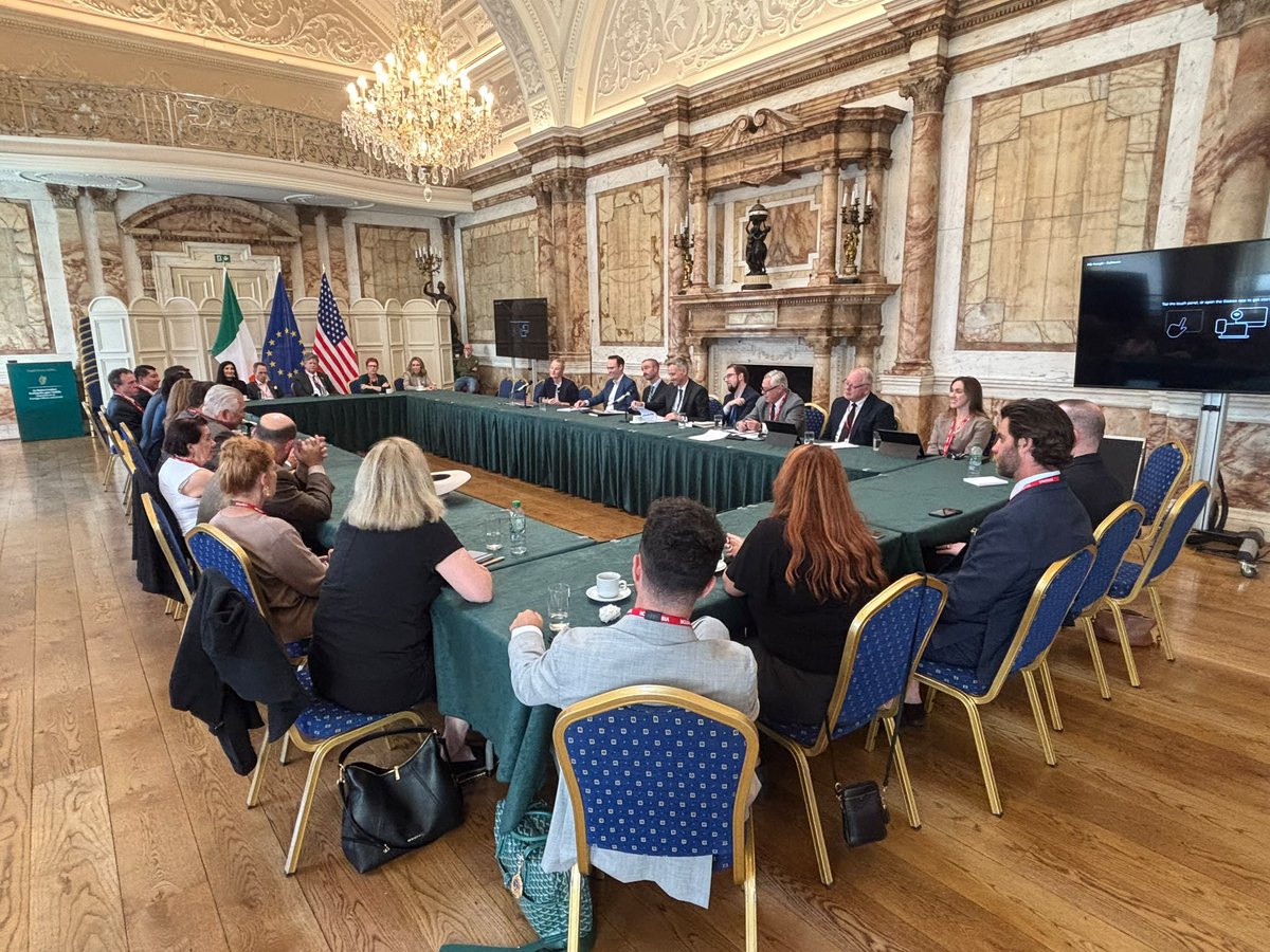 azcommerce's tweet photo. Day 1 in Ireland: We began with a briefing at the U.S. Embassy, followed by productive discussions at the @dfatirl and @IDAIreland. We wrapped up the day at Dublin City University Reception connecting with leaders committed to advancing research &amp; commercialization partnerships. https://t.co/7iIgP1FaKR
