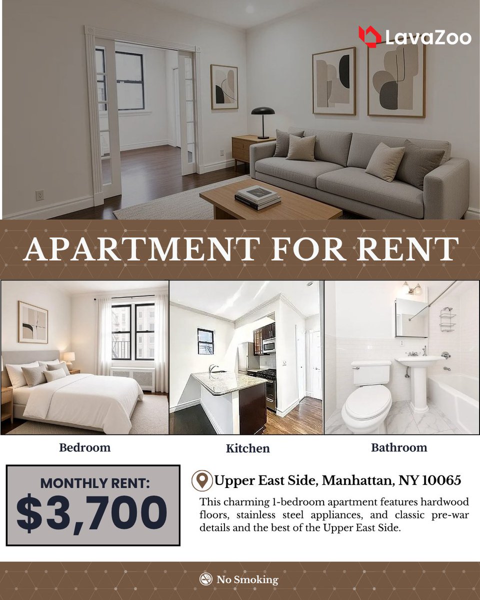 lavazooRE's tweet photo. 🏙️ LENOX HILL CHARM — UPPER EAST SIDE 🏙️

📍 East 61st Street, Lenox Hill, Manhattan

Step into this beautifully appointed 1-bedroom in a charming 1910 pre-war walk-up where timeless character and modern convenience come together perfectly! Nestled on a beautiful tree-lined block between 1st and 2nd Avenues, you're steps from the N/R/W/4/5/6 trains at Lexington & 59th, Bloomingdale's, Midtown, and the finest dining, shopping, and culture the Upper East Side has to offer 🌳🚇🛍️

Features:
🍳 Stainless steel appliances & dishwasher
🛁 Marble bath & exposed brick details
🏢 Building laundry on-site

View the full listing on LavaZoo and discover more incredible NYC apartments today!

#UpperEastSide #NYCRealEstate #RentNYC # #JustListed #ManhattanApartments