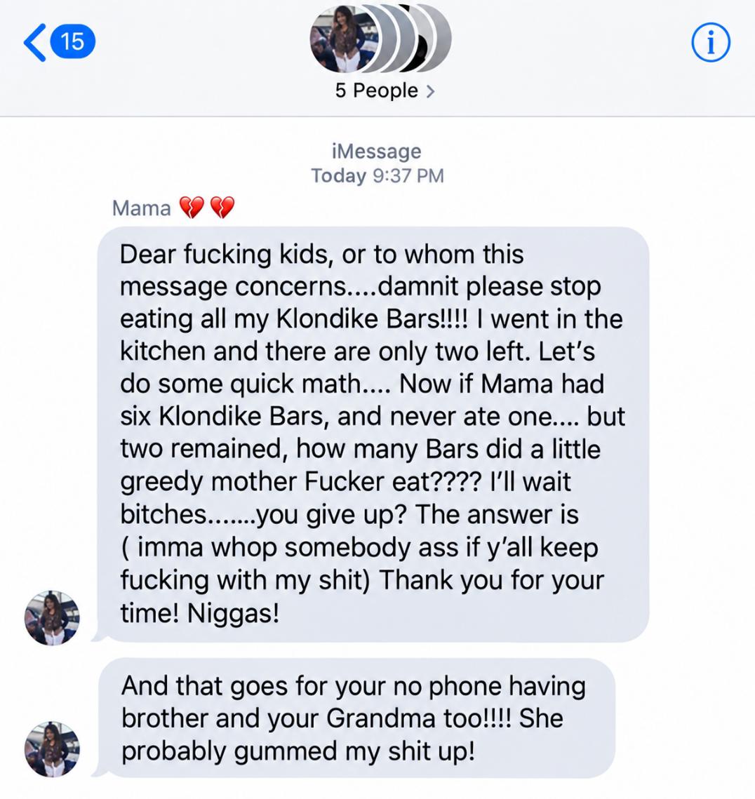 ParkerOlad's tweet photo. Mama mad over some damn ice cream 😂😂 https://t.co/gN8aUulf8B