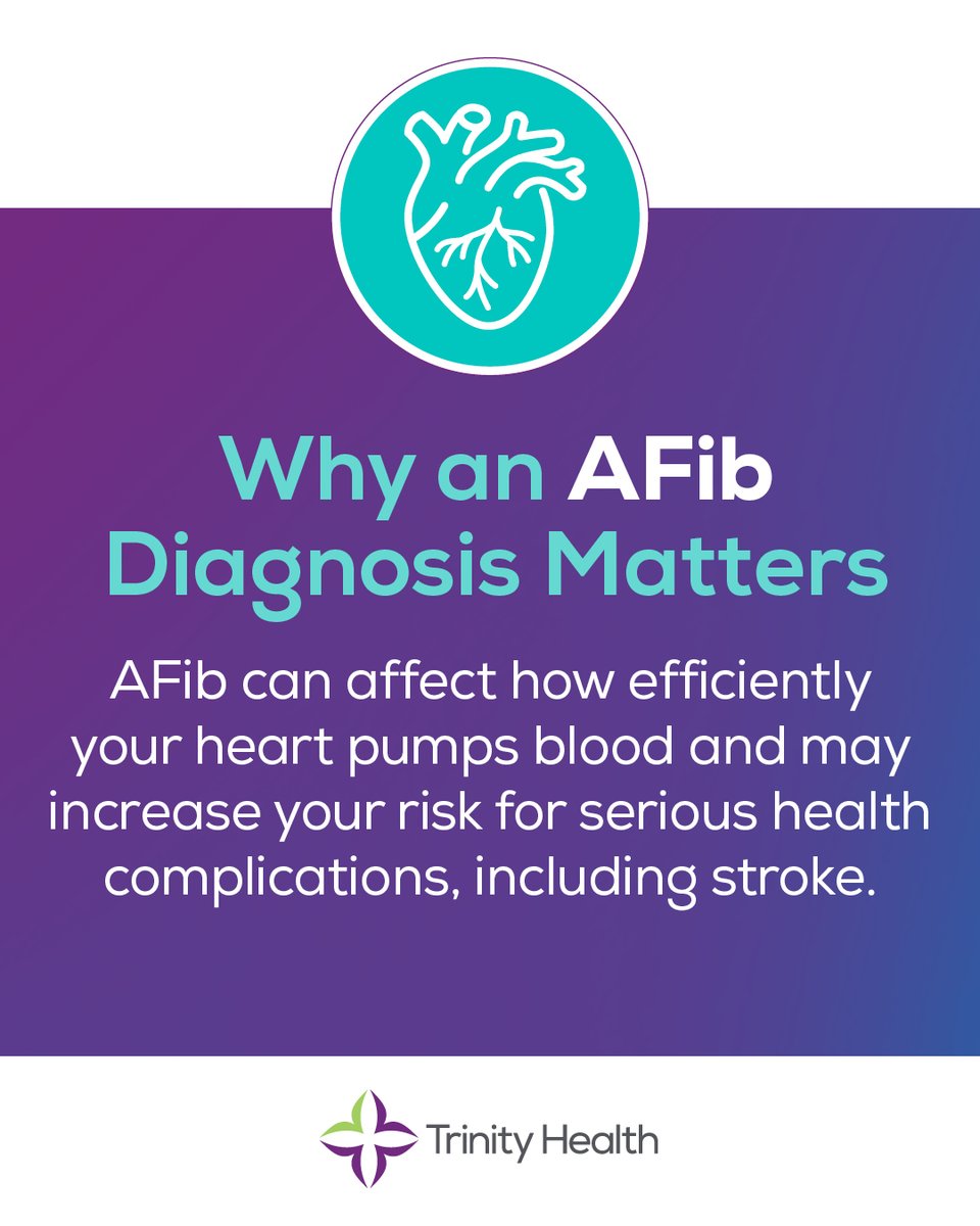 TrinityHealthMI's tweet photo. If you have AFib, understanding your condition is an important step toward protecting your heart health.

Learn more or request an appointment at https://t.co/73asnzO7YU https://t.co/kud3g2CN1p