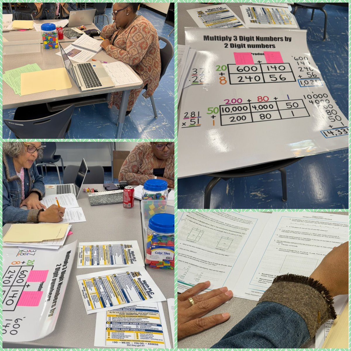 KMathisLeads's tweet photo. Collaboration in action! Our 5th-grade team is working together to annotate the Georgia Learning Plan, anticipate student misconceptions, and plan purposeful lessons for the week. Through intentional planning and shared expertise, our teachers are ensuring every lesson is aligned to the Georgia Standards, responsive to student needs, and designed for success! 💙💛🦉

#OaklandPride #CollaborativePlanning #GeorgiaLearningPlans