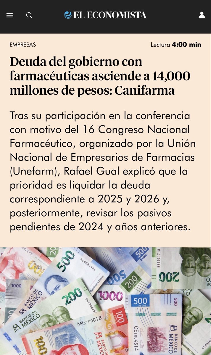 ectorjaime's tweet photo. ¿Cómo van a resolver el desabasto de medicamentos si no pagan a los proveedores y siguen improvisando las compras?

El Gobierno federal arrastra desde 2021 una deuda con la industria farmacéutica de alrededor de 14 mil millones de pesos, principalmente del IMSS-Bienestar.

No es falta de dinero. Los recursos para medicamentos han estado año con año en el Presupuesto de Egresos de la Federación.

Lo que ha faltado es planeación, ejecución y responsabilidad: compran tarde, pagan tarde y los medicamentos no llegan a tiempo.

El desabasto también es consecuencia de una mala gestión.