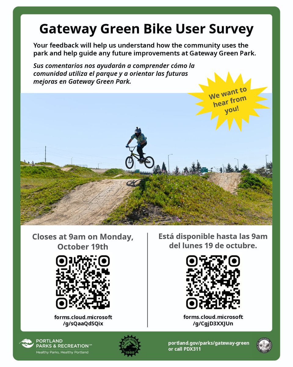 parkrose's tweet photo. Gateway Green Bike Park Survey - closes October 19th https://t.co/6AkjDSLNV3 https://t.co/YbqOb6xFxn