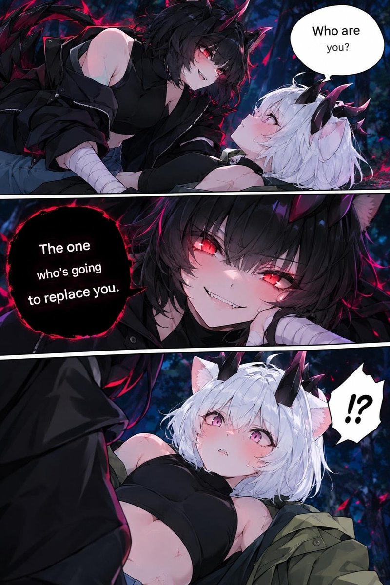 Nao38586's tweet photo. Wow, what happened here? Was Yuki attacked by a dark version of himself? What will happen to Yuki? I guess we'll find out in the next post. #AIart #AIillustration #OC #femboy #SFWย #AIใคใฉในใ https://t.co/36awcuPgYr