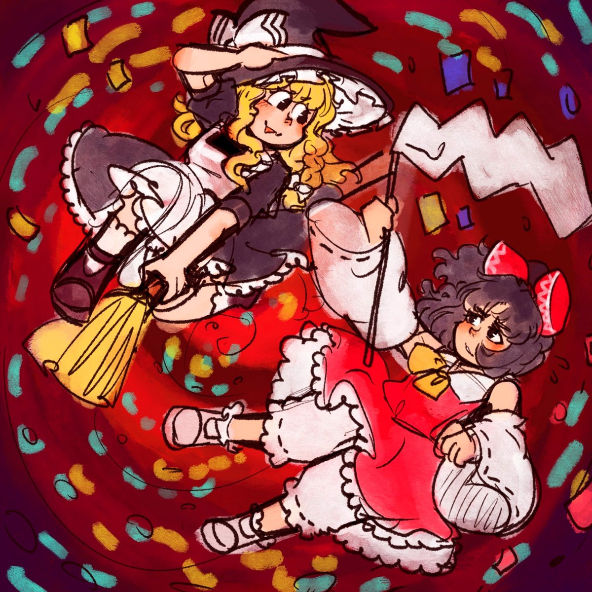 cometsheep's tweet photo. Marisa and Reimu 
Dunno if I should continue this 
#東方Project https://t.co/W1h9X1V9pi