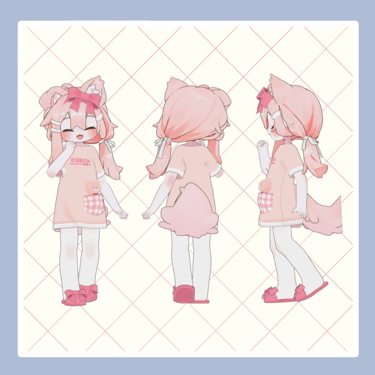 hakusai9763's tweet photo. 【新作】ゆったりくまちゃんルームウェア🧸🎀

ゆったり着られる、可愛いくまちゃんとリボンのルームウェアセットです！

※Quest対応あり

🗓️ 9月22日（火）17:00 発売予定！

発売記念セール ＆ RTプレゼント企画も同時開催予定です🎁 ぜひお楽しみに！🧸✨

#VRChat #BOOTH #HAKUSAI_shop
#まめひなた #キプフェル #まめふれんず