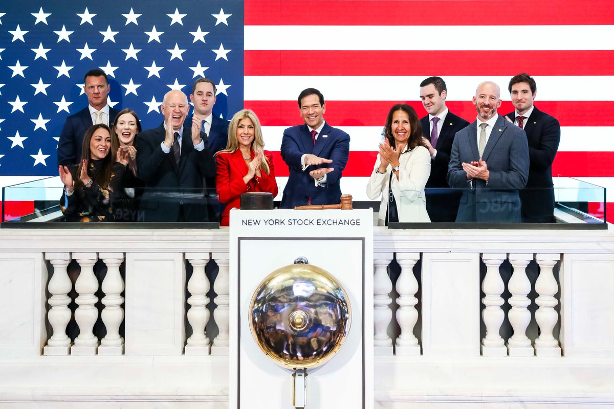 NYSE's tweet photo. At the intersection of diplomacy and public policy in our global economy stands NYSE.

We proudly kicked off the 81st @UN General Assembly with U.S. Secretary of State @marcorubio. The U.S. Department of State opened the markets with @ICE_Markets Chair, CEO and Founder Jeff Sprecher, NYSE President @lynnmartin, and leaders of the NYSE listed community.

 #UNGA | @SecRubio
