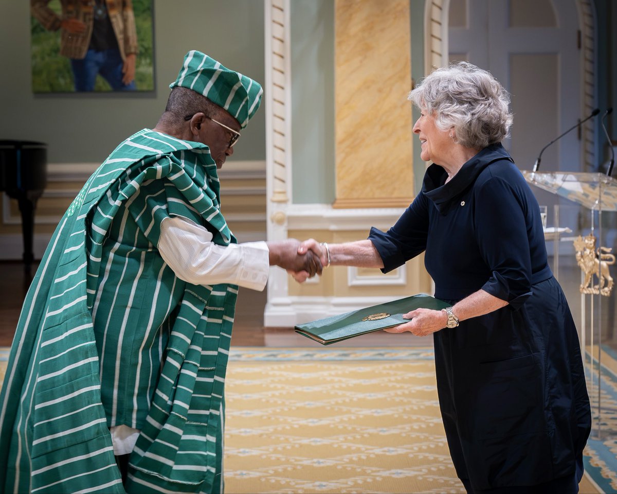 NigeriaMFA's tweet photo. The High Commissioner of Nigeria to Canada, Emeritus Professor Isaac Adewole, presented his Letters of Credence to H.E. the Right Honourable Louise Arbour, Governor General of Canada, on 15 September 2026, formally marking the commencement of his diplomatic engagements in Canada. https://t.co/RiOxsOSchS