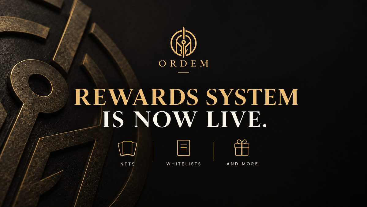ordemworld's tweet photo. The Rewards System is now live.

There are now more ways to contribute to ORDEM and more ways to be rewarded for it.

Earn points by helping the ecosystem grow:

- Invite artists
- Bring in Stewards
- Help spread the word

Put your points to work for NFTs, whitelist spots and other rewards.

To be clear, this is not a requirement for guardian benefits.

Points are an additional reward layer for those who want to go the extra mile and help ORDEM grow.

Get started:

Register on the ORDEM platform and link your X and wallet. https://t.co/qidHATxDnc

We use non-permissive linking methods designed for your safety - you never need to give ORDEM access to your wallet or social account.

Then join the Discord and start earning points. It's that simple.