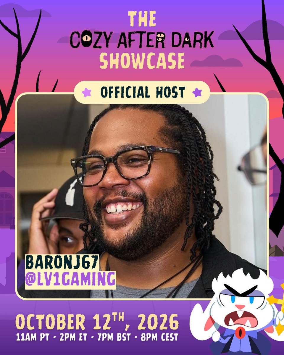 nerdershewrote's tweet photo. 😆I'm so excited to officially announce I'll be co-hosting The Cozy After Dark Showcase alongside @baronj67 on October 12th!!

You'll wanna get your wishlist fingers ready for this one because there are SO MANY amazing gems we'll be sharing with you!

@CozyaftrDark #indiegames https://t.co/nFql97pNUV