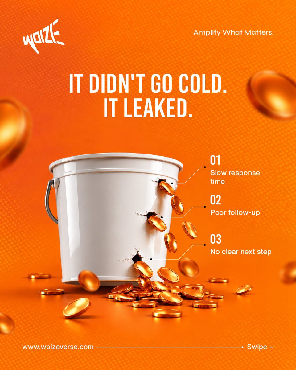 woizeverse's tweet photo. You may not need more leads. Audit 10 recent enquiries for response, qualification, owner, status and next action. More acquisition can create a larger leak.
#LeadFollowUp https://t.co/hsPwJLUKmE
