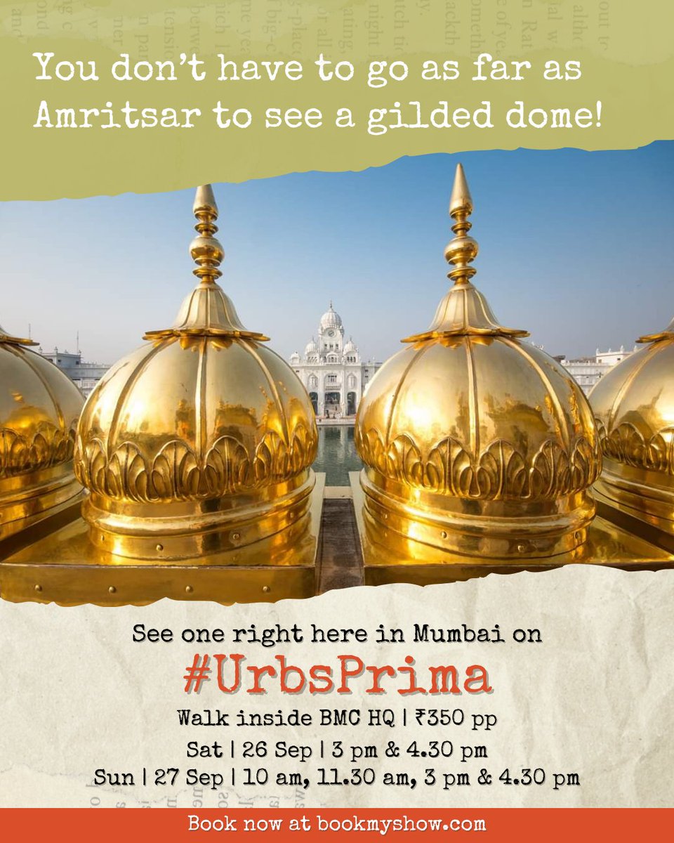Khaki_Tours's tweet photo. Explore the BMC Headquarters – not just from outside but interiors too, only on our #UrbsPrima walk inside BMC HQ.

📌Sat | 26 Sep | 3 PM & 4.30 PM
Sun | 27 Sep | 11 AM, 12.30 PM, 3 PM & 4.30 PM

Price: ₹350 pp

➡️Book now at: https://t.co/dvnX41Txim

#ExploreMumbai #Mumbai #Bombay #Heritage #MumbaiHeritage #BMCHeadquarters