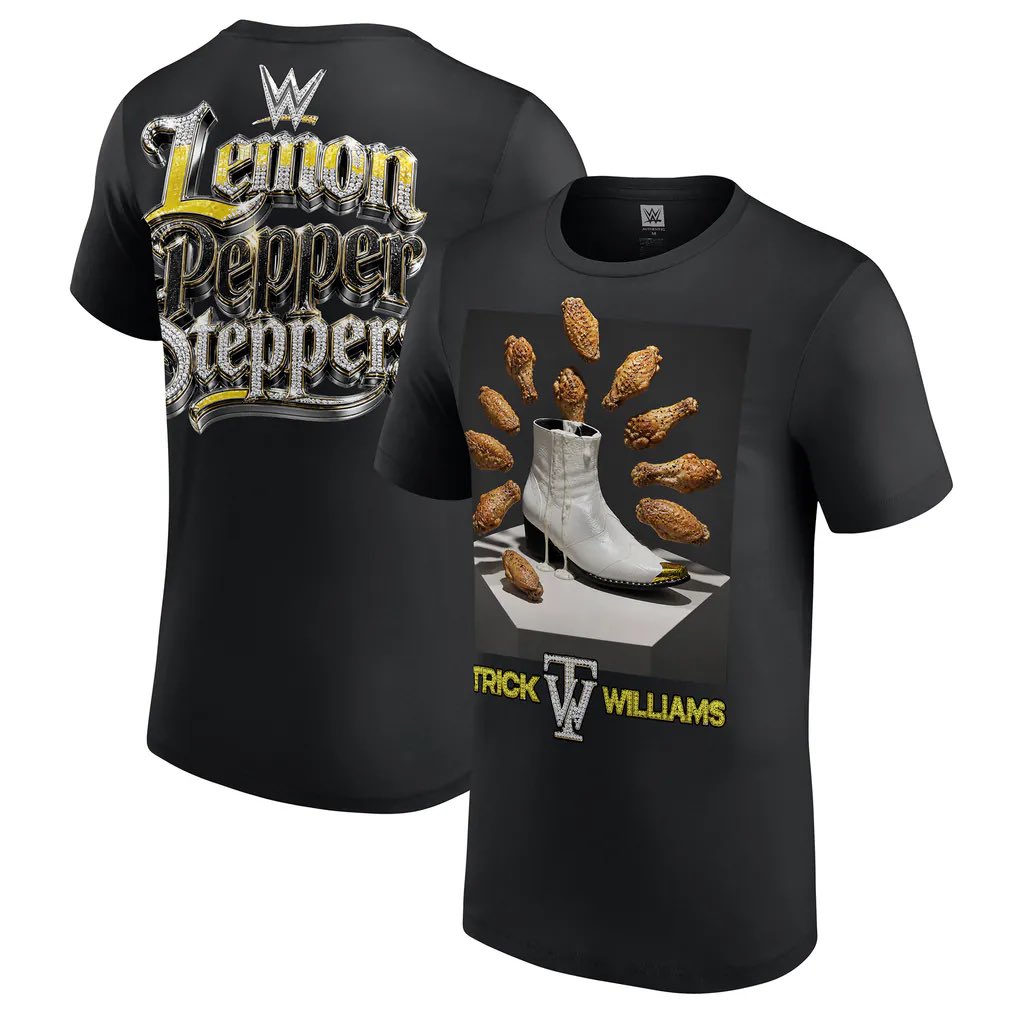WrestleOps's tweet photo. Trick Williams’ new official ‘Lemon Pepper Steppers’ merchandise. https://t.co/017NHx62FR