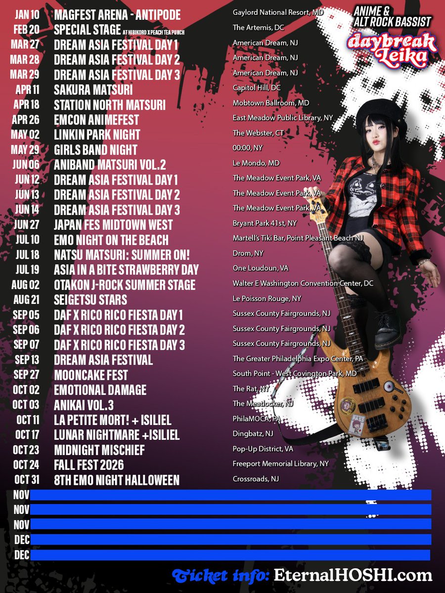 katomito's tweet photo. My October shows!! October is one of my fave months, im gonna force all of yall to hang out w me a lot!! 
😈🎸 https://t.co/dWF4AsJIGe