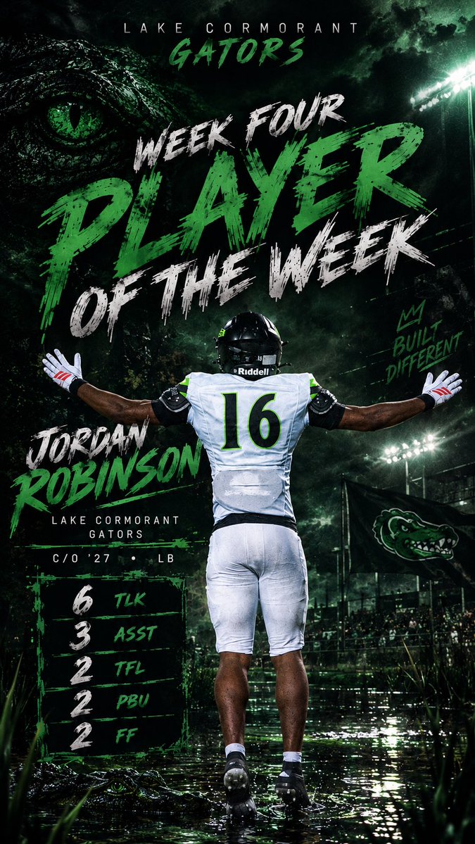 DatGirlSnaps's tweet photo. Congratulations to Lake Cormorant’s Jordan Robinson on being named our Week 4 Player of the Week! The C/O ’27 LB finished with 6 tackles, 3 assists, 2 TFL, 2 PBU and 2 FF. 

🎥: https://t.co/RaD6PX1dwU

#LakeCormorant #MSHSAA #MississippiFootball #HighSchoolFootball https://t.co/2m6OJNc9Yr