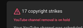 VideoGameDJ's tweet photo. UPDATE: The @GameChops youtube channel (appears) to not be going down today! 

Nearly 20 copyright strikes have vanished from the count, and our dashboard now says "removal is on hold".

This is after two weeks of attempting to reach YouTube support to clarify the claim details https://t.co/BHbV4bKnFz