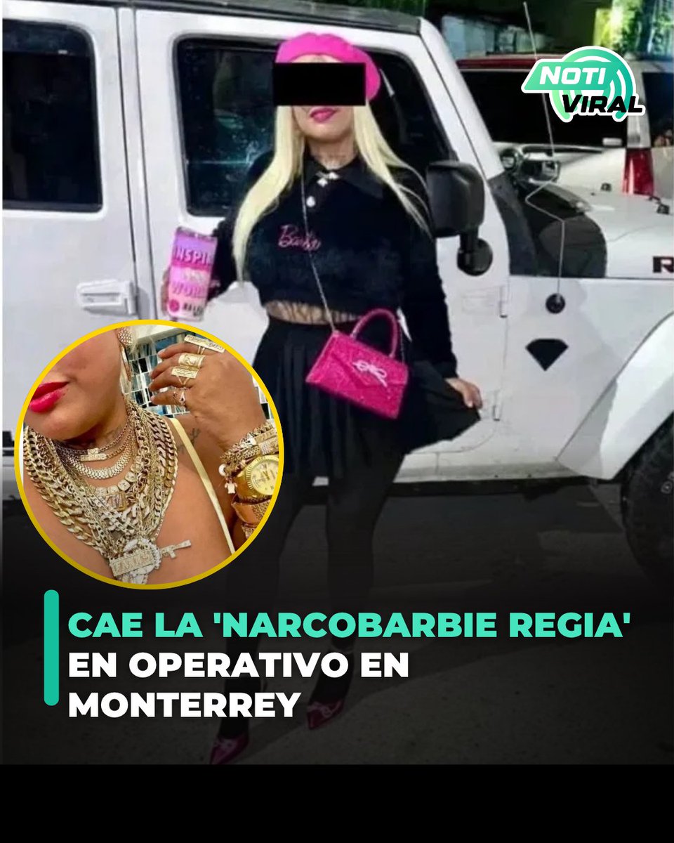 NotiViral_Mx's tweet photo. Detienen a influencer apodada la 'narcoBarbie regia' y a presunto líder criminal en operativo en Monterrey. 🚨 La acción policial fue ejecutada por fuerzas de seguridad en la zona metropolitana. 🚔

#Monterrey #Seguridad #NuevoLeon https://t.co/Qbggka7c6Y