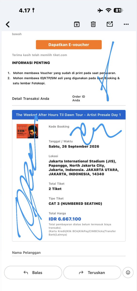 xjmaap's tweet photo. @biarapaaabiarin day1 cat3 - 2tix (5jt) jual rugi aja kaa.. best view center yah, cod di venue gbk/jis tukar tiket bareng jadi wb https://t.co/mvbnNlWXWB