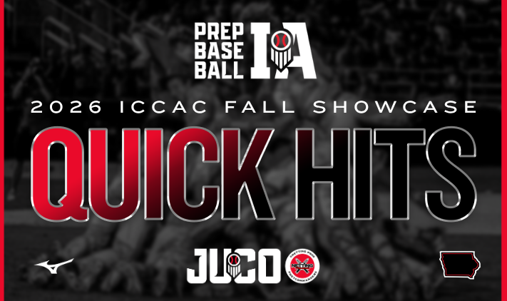 PrepBaseballIA's tweet photo. 𝐈𝐂𝐂𝐀𝐂 𝐅𝐚𝐥𝐥 𝐒𝐡𝐨𝐰𝐜𝐚𝐬𝐞: 𝘘𝘶𝘪𝘤𝘬 𝘏𝘪𝘵𝘴

The 2026 @ICCACSports Fall Showcase delivered a stage for JUCO talent to shine. We’ve broken down some of the top performances from the weekend. 

Check out the 𝘘𝘶𝘪𝘤𝘬 𝘏𝘪𝘵𝘴 and see which players made their mark.

📲 https://t.co/BfIszGeuHy

@PrepBaseball | @PB_JUCO | @TylerCropley