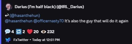 DestinyApostate's tweet photo. @hasanthehun @officernasty70 @IRL_Darius He deleted his reply to you 🤔 https://t.co/eegXY6YHhU