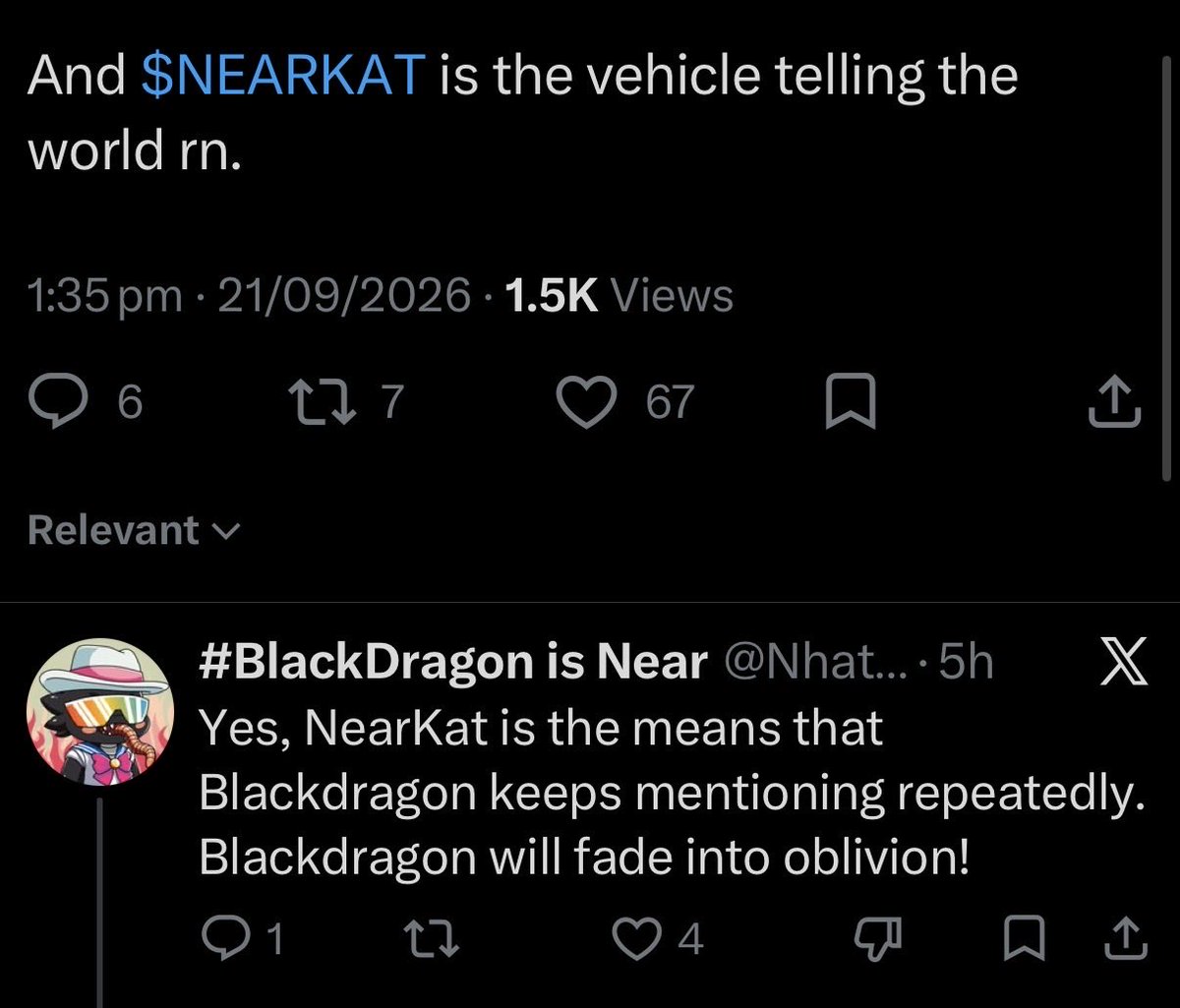 NearKatToken's tweet photo. @dragonisnear @am_a_looker @ilblackdragon @NEARProtocol @NearKatSol Your whole community has turned against you.

Focus on your own project.

Just a little wisdom 🤏 https://t.co/liJz3pfHmr