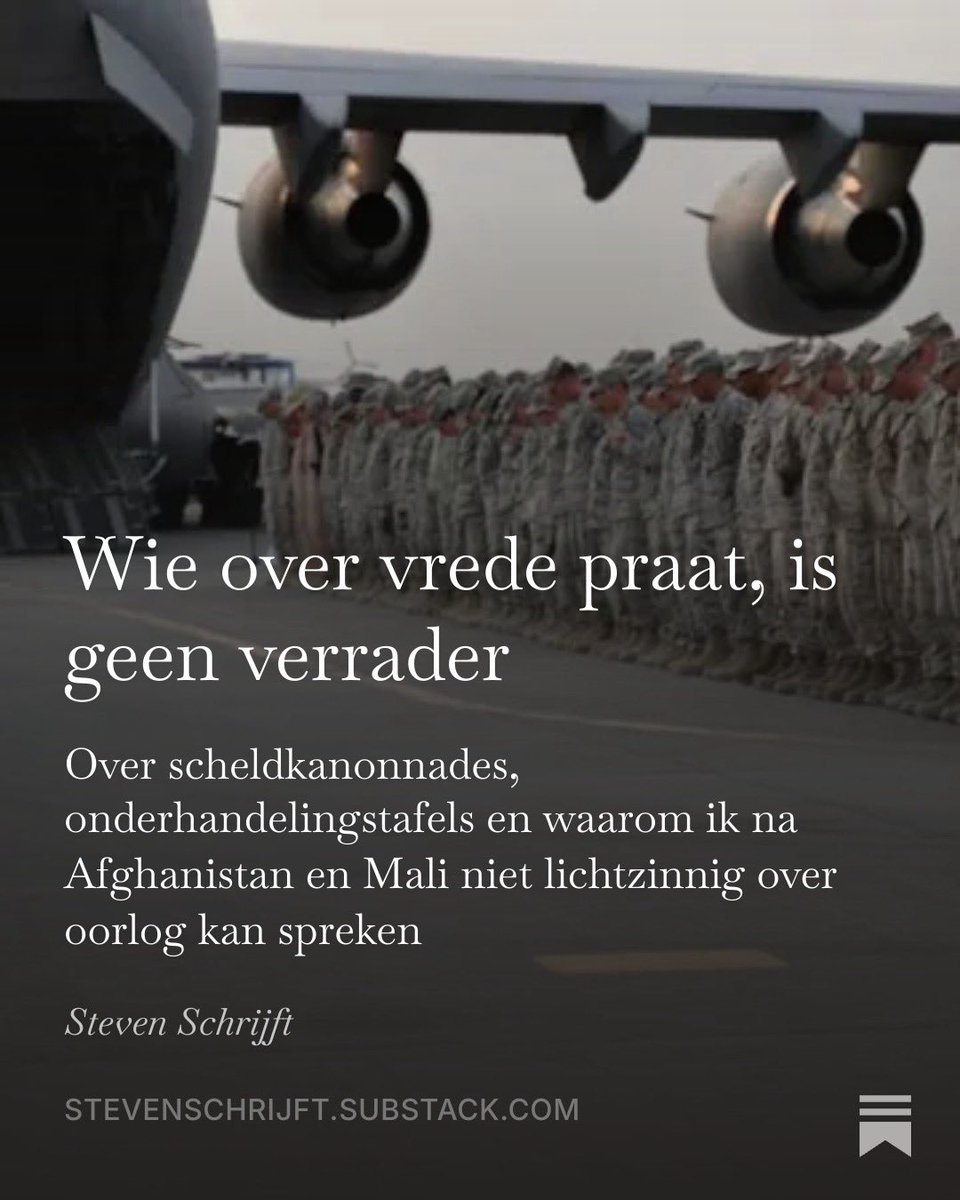StevenArra's tweet photo. Gisteren werd ik hier een idioot, Kremlinwap en propagandist van Poetin genoemd omdat ik vragen stelde bij de voortdurende escalatie in Oekraïne.

Ik heb oorlog van dichtbij meegemaakt. In Kandahar bracht ik als jonge officier regelmatig de laatste groet aan gesneuvelde Amerikaanse militairen. In Mali zat ik tijdens Opération Serval opnieuw in een oorlog.

Dat geeft mij niet automatisch gelijk. Het heeft mij wel geleerd nooit lichtzinnig te spreken over “nog even volhouden”, “de druk opvoeren” en “nog één offensief”.

Daarom vandaag een persoonlijk stuk.

Wie over vrede praat, is geen verrader.

👇

https://t.co/CgO9U9zhIi