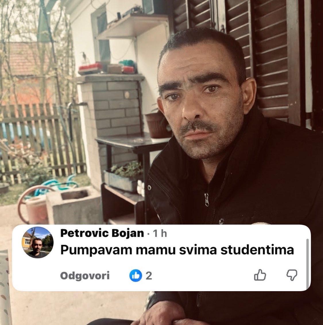 izaprofilne's tweet photo. Učinimo ga poznatim!

Bojan Petrović je ispod video klipa na kome su studenti koji voze bicikl napisao zaista ružan komentar.

Bojan je aktivni član SNSa i jedan od glavnih za sakupljanje ljudi za SNS mitinge.

STUDENTI POBEĐUJU. https://t.co/TM0UaILr95