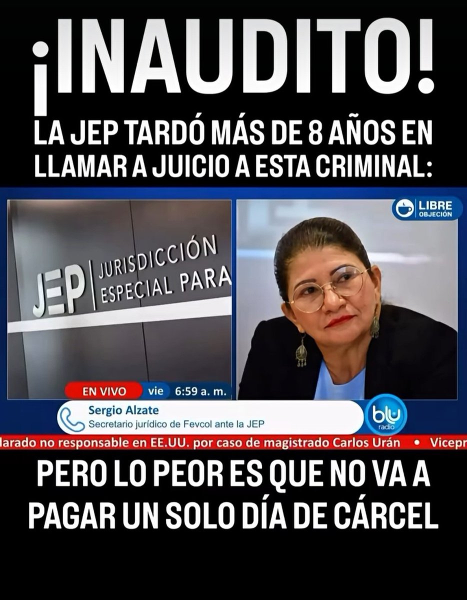 Alondra04575554's tweet photo. 🚨 La izquierdópata JEP se burla de las víctimas y de todos los Colombianos. 
#NoMasJep
#CierrenLaJep https://t.co/WsG9IJLxww