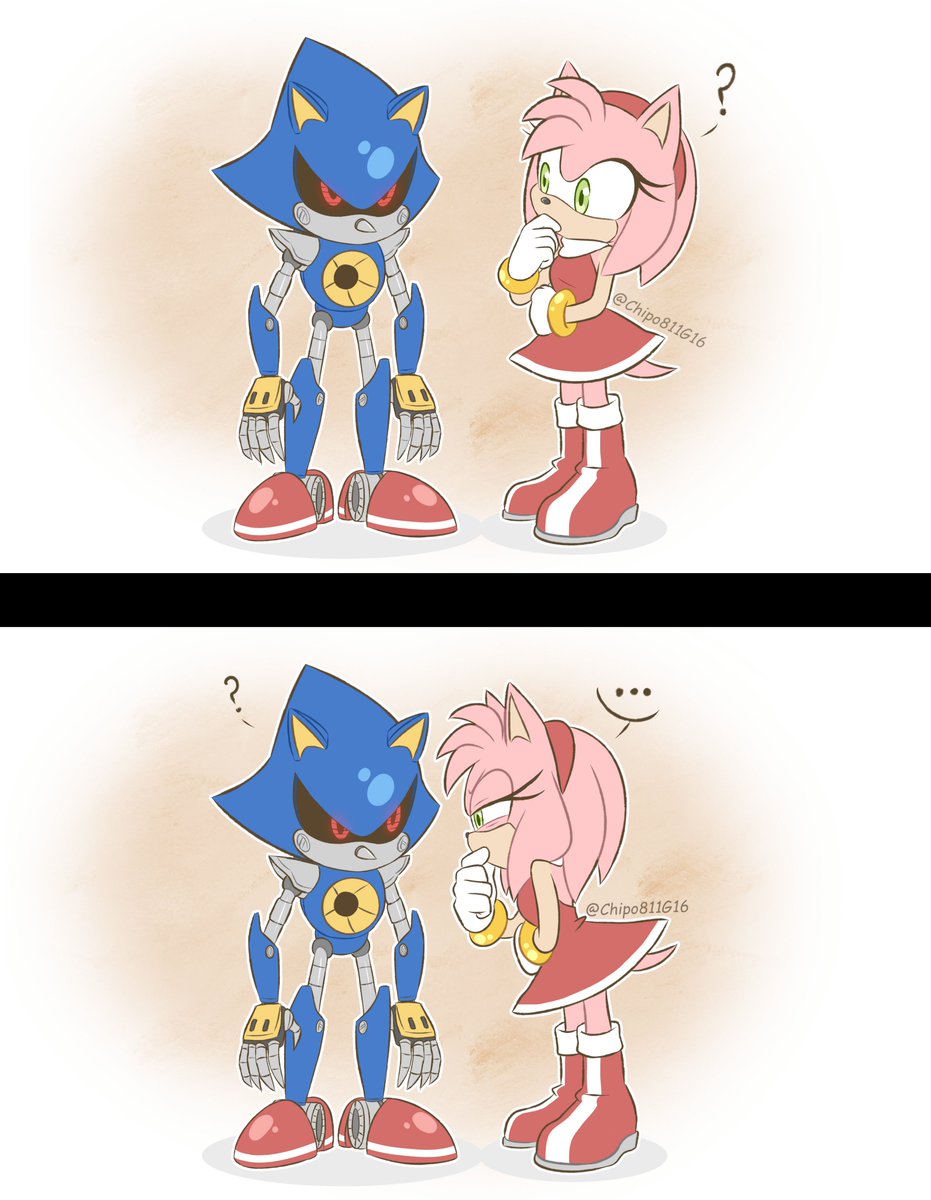 Chipo811G16's tweet photo. Amy  jugándole la clásica broma a Metal de "Tengo tu nariz"😛 #metamy #metalsonic #amyrose https://t.co/75dAJ9duQy
