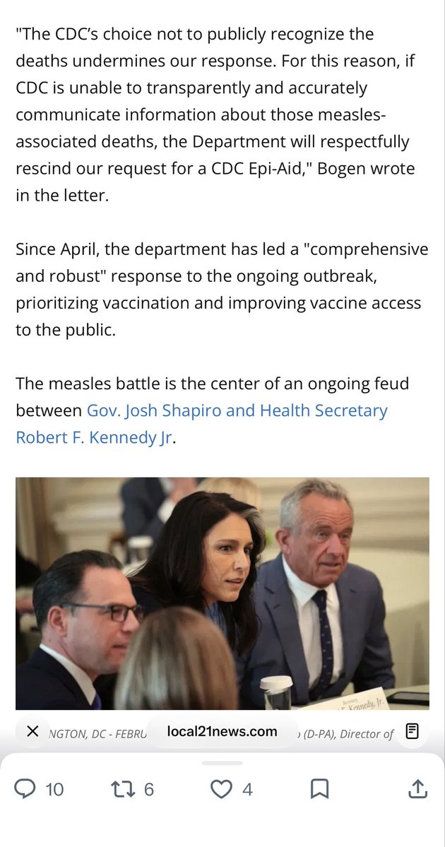 EQCWright's tweet photo. You can’t make this up…😂😂😂😂

@JoshShapiroPA’s handling of the measles is truly incompetent and embarrassing.

@GovernorShapiro is literally holding PA hostage to the @CDCgov as his @PAHealthDept secretary publicly blackmails them in her letter.

PA deserves better. https://t.co/yutVCEhzYv